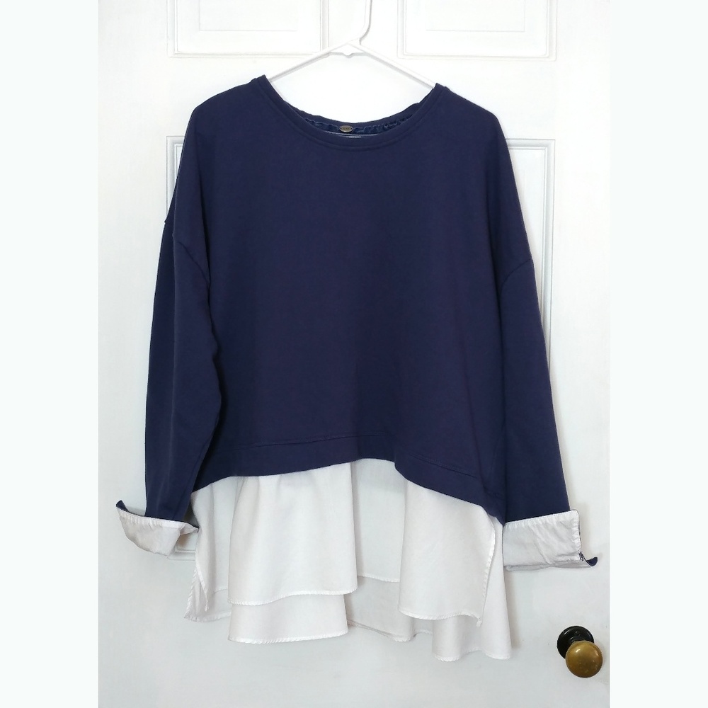 Lagenlook CUPIO Layered Top Plus Size 1X Boxy!